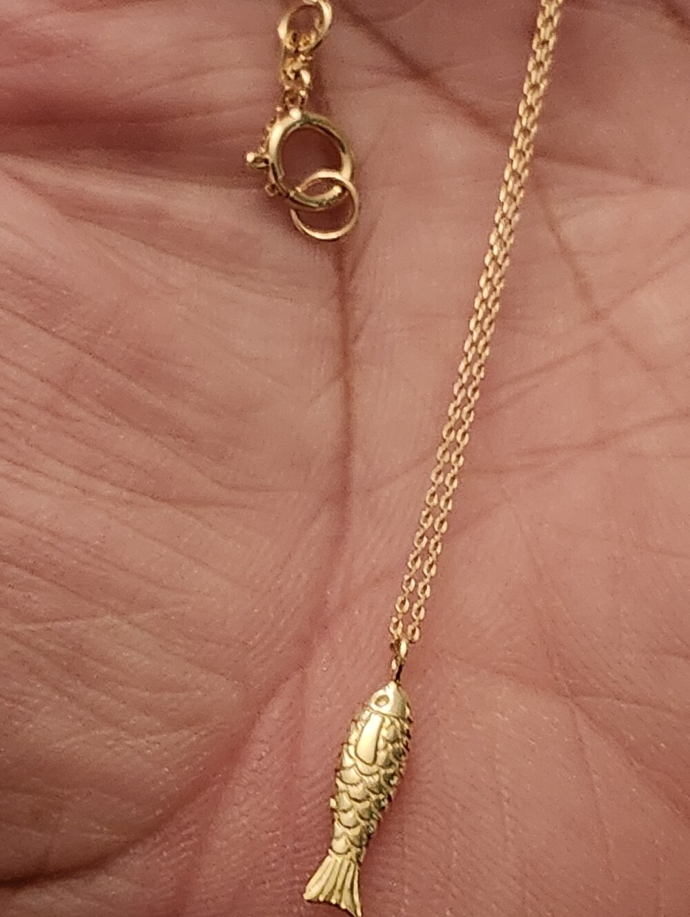 10kt Solid Yellow Gold - Gold Fish Necklace - Picture 4 of 7